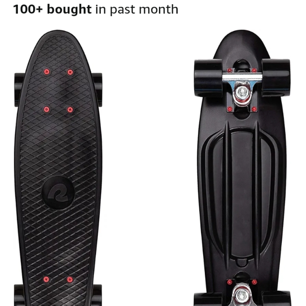 Sleek Black and Red Cruiser Board with Textured Deck